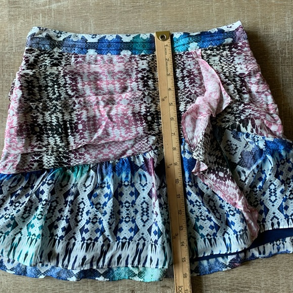 RAMY BROOK Estee 100% silk Flounce Mini Skirt Multi Blush in Size 4 Designer - Picture 11 of 12